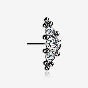 Implant Grade Titanium OneFit Threadless Sparkle Arc Bali Beads Front Facing Part-Clear Gem